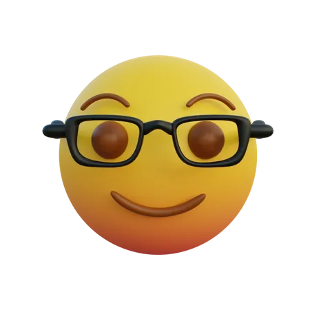 Usando lentes claros  3D Emoji