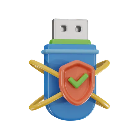 Flashdisk Protection 3 D Icon 3D Icon