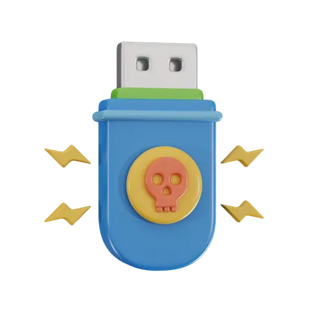 Infected USB Flash Drive 3 D Icon 3D Icon