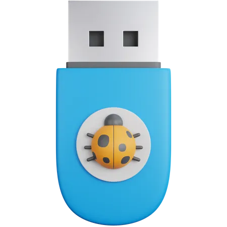3 D Rendering Flash Drive Infected Malware Isolated 3D Icon