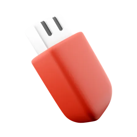 3 D Render Usb Flash Drive Cartoon Icon 3 D Render Red Usb To Save Information Icon 3D Icon