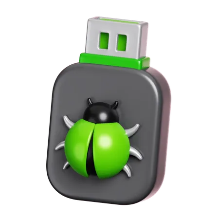 USB Drive Virus Infected  3D Icon