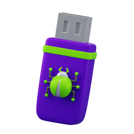 Usb Drive Virus Infected  3D Icon