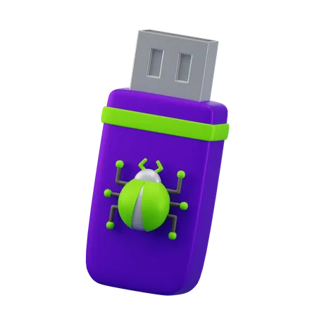 Usb Drive Virus Infected  3D Icon