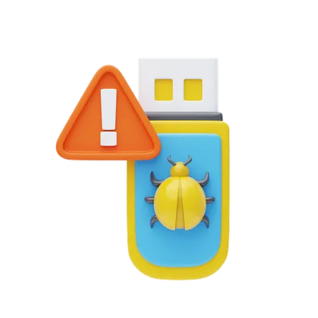 Usb Virus 3 D Icon Usb Drive Virus Infected 3 D Icon 3D Icon