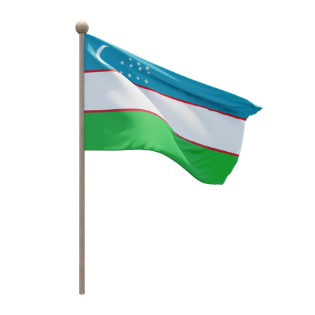 Usbekistan-Fahnenmast  3D Flag