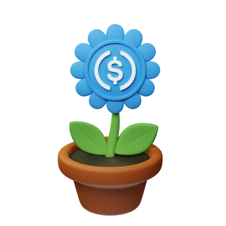 Usdc Crypto Plant Pot  3D Icon