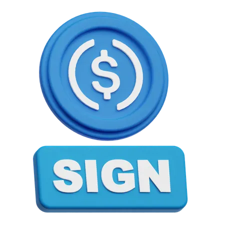 USDC  sign  3D Icon