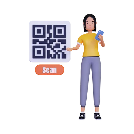 Qr Code With Scan Button 3D Illustration