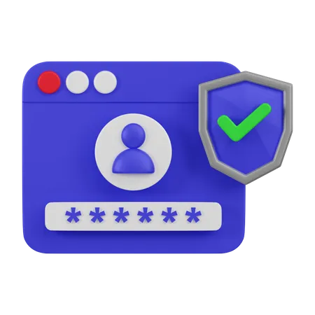 A 3 D Icon Depicting A Secure User Login Interface With A Shield And Password Fields Emphasizing Protected Access And Personal Security 3D Icon