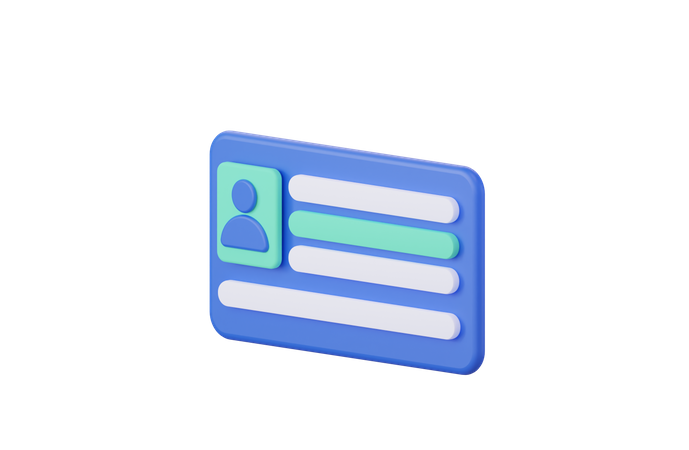 User identification card  3D Illustration