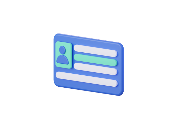 User identification card 3D Illustration