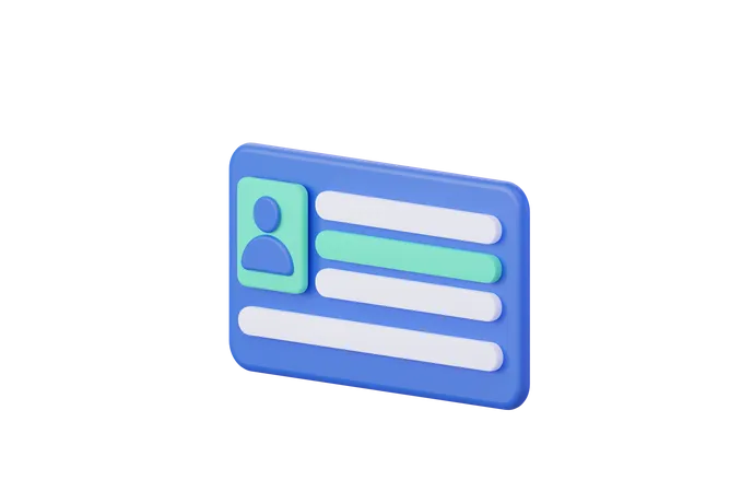 User identification card 3D Illustration