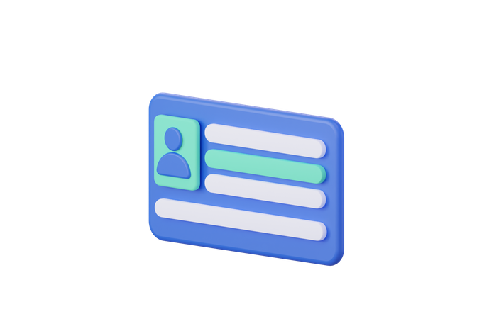 User identification card  3D Illustration