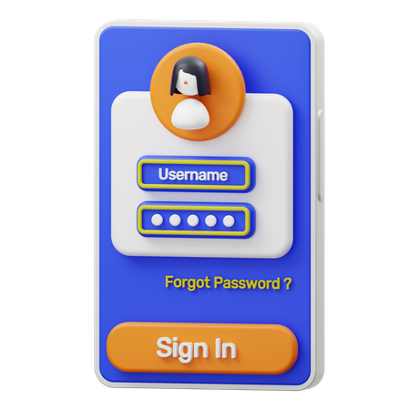 User Login  3D Illustration