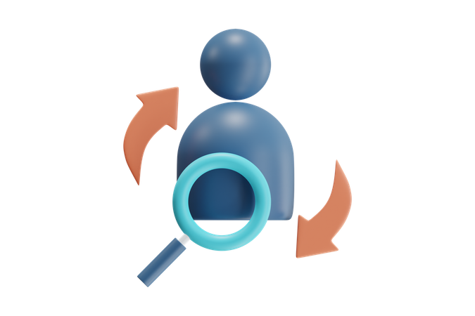 User Profile Magnifying Arrows  3D Icon