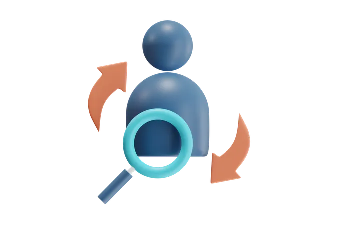 User Profile Magnifying Arrows  3D Icon