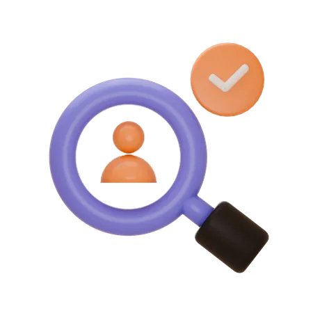 Searching Profile Approved With Magnifying Glass 3D Illustration