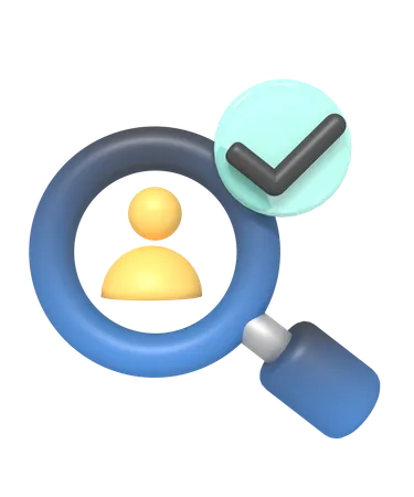 Searching Profile Approved With Magnifying Glass 3D Icon
