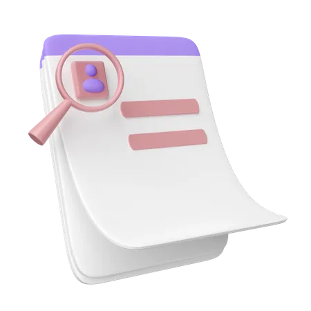 3 D Id Card With Checklist Paper Magnifying Glass Clipboard Isolated Recruitment Staff Human Resources Job Search Hiring Concept 3D Icon