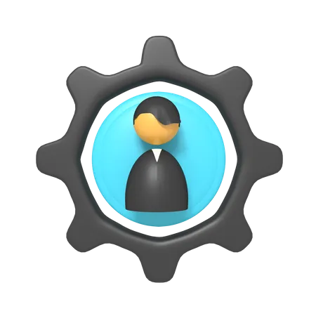 Icon Profile In A Gear Of 3 D Rendering 3D Icon