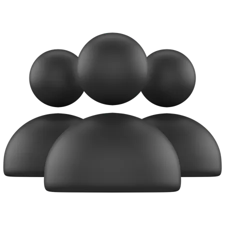 3 D Icon Of A Black Group Of User Avatars 3D Icon