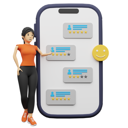 Usuario que da su opinión en línea sobre los servicios de la empresa  3D Icon