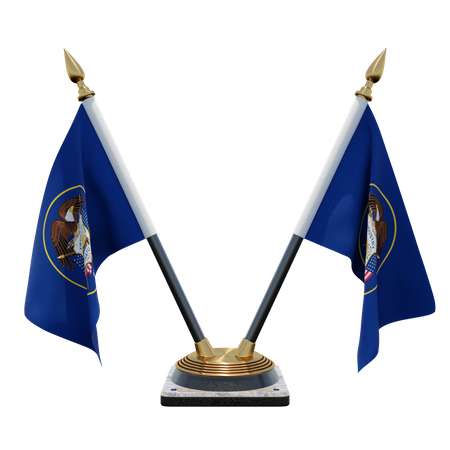 Utah Double Desk Flag Stand  3D Illustration