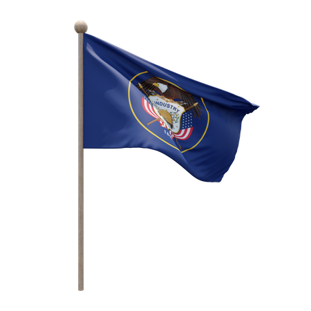 Utah Flag Pole  3D Flag