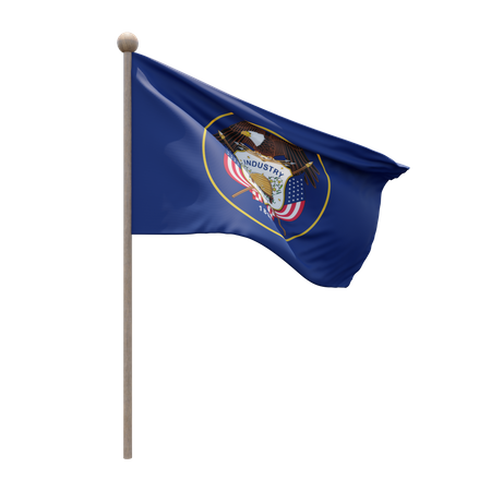 Utah Flagpole  3D Flag