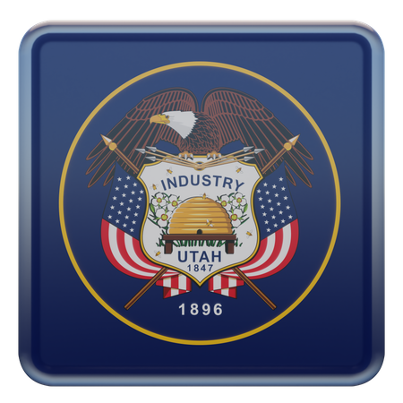 Utah Square Flag  3D Icon