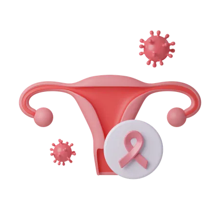 Uterine Cancer Awareness With Purple Ribbon World Cancer Day Concept February 4 Raise Awareness Prevention Detection Treatment Icon Design 3 D Illustration 3D Icon