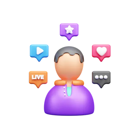 Utilisateur des médias sociaux  3D Icon