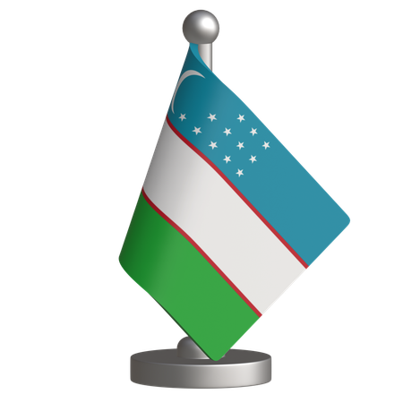 Uzbekistan Desk Flag  3D Icon