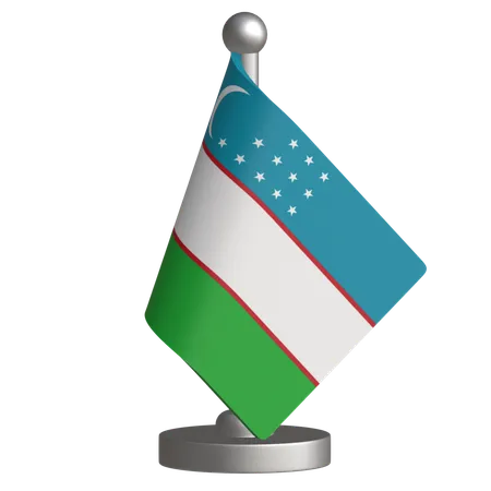 Uzbekistan Desk Flag  3D Icon