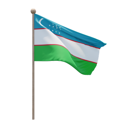 Uzbekistan Flag Pole  3D Illustration