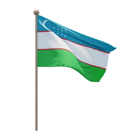 Uzbekistan Flag Pole  3D Flag