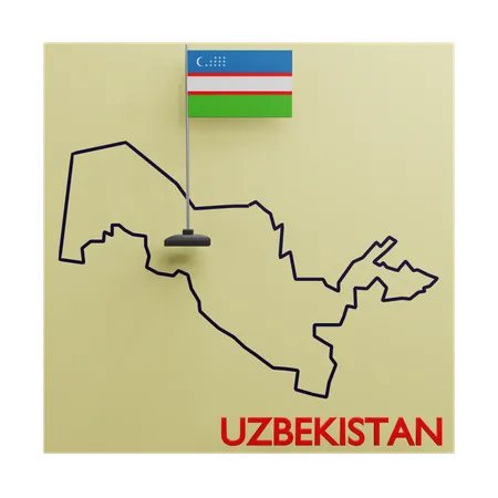 Uzbekistan Map  3D Icon