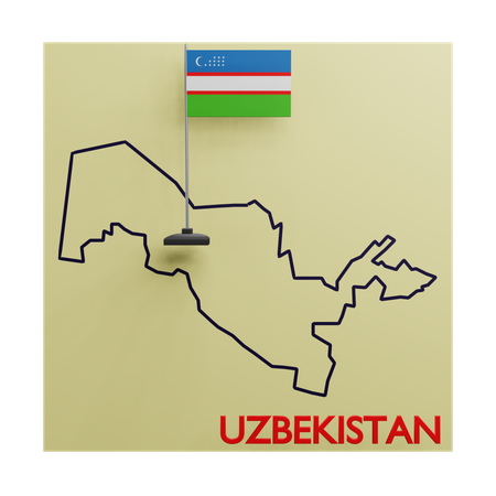 Uzbekistan Map  3D Icon