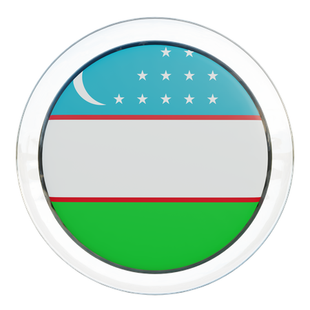Uzbekistan Round Flag  3D Icon