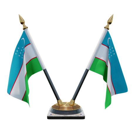 Suporte de bandeira de mesa dupla do Uzbequistão  3D Flag