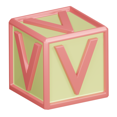 V Alphabet Letter  3D Icon