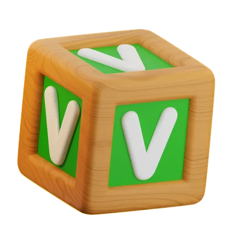 V Cube Block  3D Icon