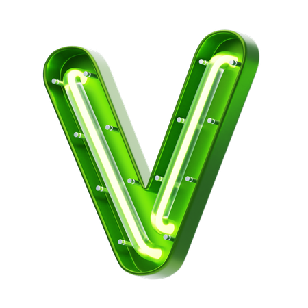 V Letter Shape Neon Text  3D Icon