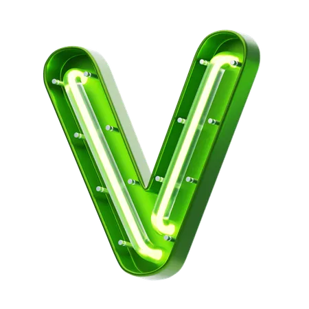 V Letter Shape Neon Text  3D Icon