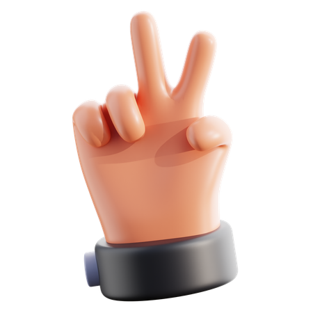 V Sign Hand Gesture  3D Icon