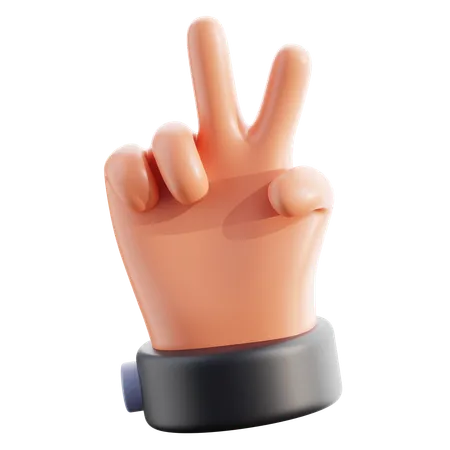 V Sign Hand Gesture  3D Icon