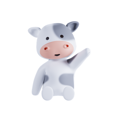 Vaca agitando la mano  3D Illustration