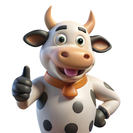 Vaca boba com o polegar para cima  3D Icon