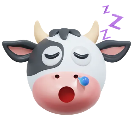 Dormir Vaca Emoticon 3 D Icone Ilustracao 3D Icon